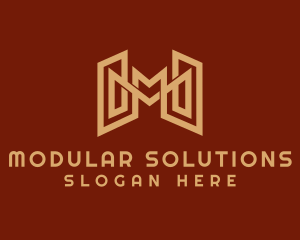 Gold Letter M Contractor  logo design