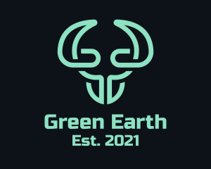 Green Bull Head Tech logo design