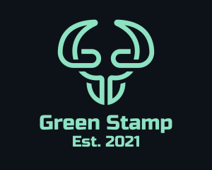 Green Bull Head Tech logo design