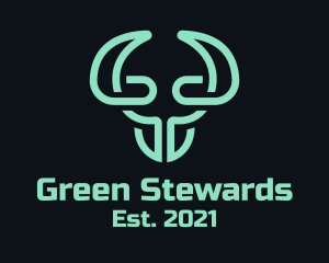 Green Bull Head Tech logo design