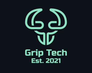 Green Bull Head Tech logo design