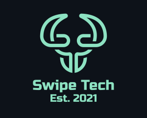 Green Bull Head Tech logo design