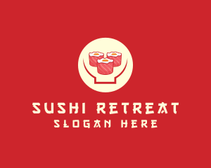 Japanese Sushi Rolls Bowl logo design