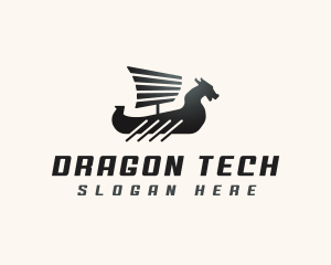 Dragon Viking Boat logo design