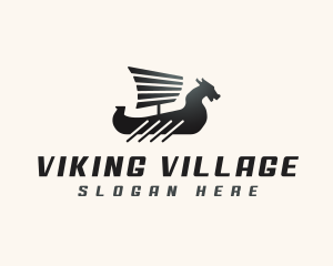 Dragon Viking Boat logo design