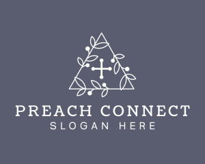 Triangle Leaf Cross  logo design