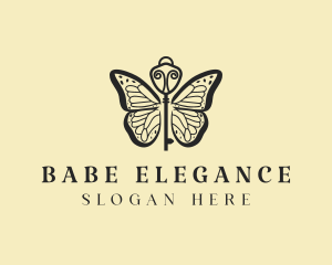 Elegant Butterfly Key  logo design