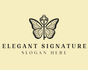 Elegant Butterfly Key  logo design