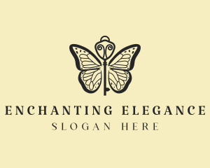 Elegant Butterfly Key  logo design