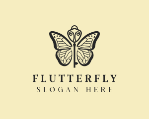 Elegant Butterfly Key  logo design