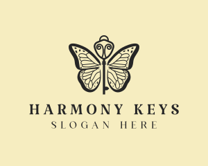 Elegant Butterfly Key  logo design