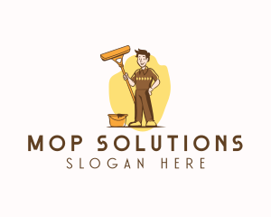 Man Cleaner Mop logo design