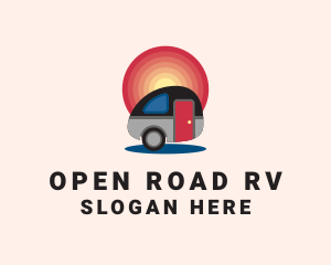 Sunset RV Camping Van  logo design