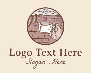 Caffeine - Relaxing Outdoor Cafe logo design