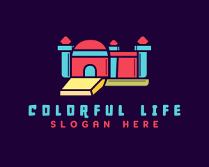 Colorful Inflatable Toy Castle logo design