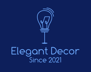 Blue Standing Light Bulb  logo design