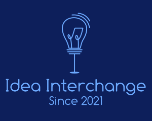 Blue Standing Light Bulb  logo design