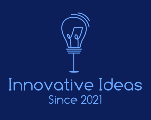 Blue Standing Light Bulb  logo design