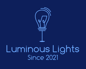 Blue Standing Light Bulb  logo design