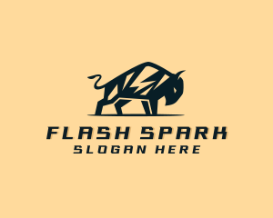 Lightning Flash Bison logo design