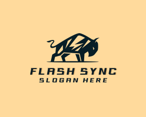 Lightning Flash Bison logo design