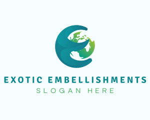 Earth Sphere Letter E logo design