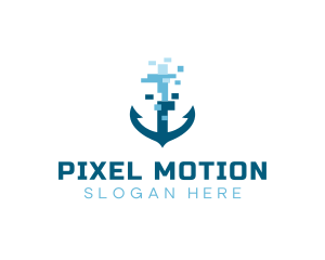 Pixel Ship Anchor logo design