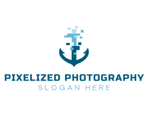 Pixel Ship Anchor logo design