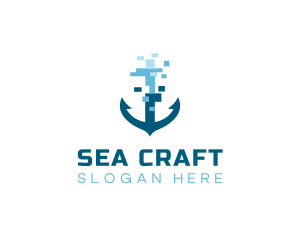 Pixel Ship Anchor logo