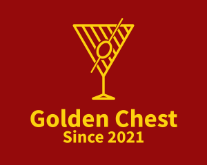 Golden Martini Outline  logo design