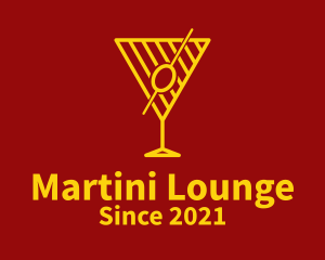 Golden Martini Outline  logo design