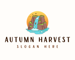 Waterfalls Mountain Nature  logo design