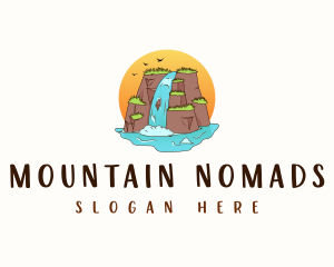 Waterfalls Mountain Nature  logo design