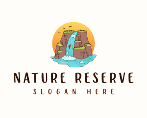 Waterfalls Mountain Nature  logo design