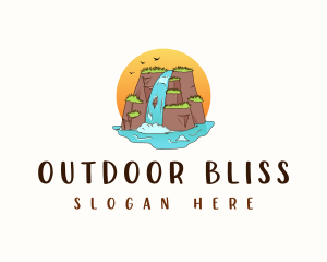 Waterfalls Mountain Nature  logo design