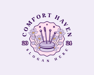 Floral Needle Cushion logo design