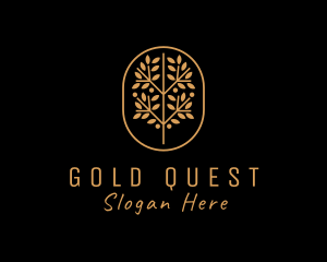 Gold Bonsai Plant  logo design