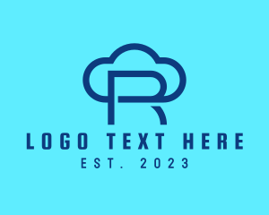 Blue Letter R Cloud  logo