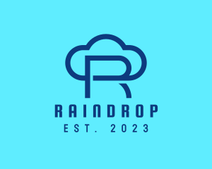 Blue Letter R Cloud  logo design