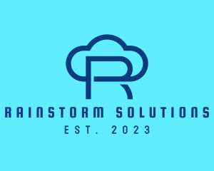 Blue Letter R Cloud  logo design