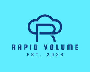 Blue Letter R Cloud  logo design