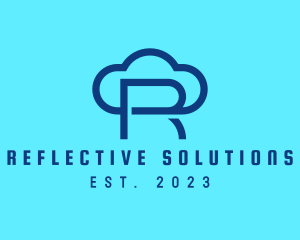 Blue Letter R Cloud  logo design