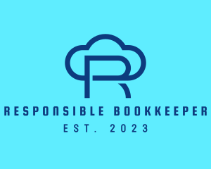 Blue Letter R Cloud  logo design