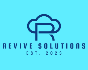 Blue Letter R Cloud  logo design