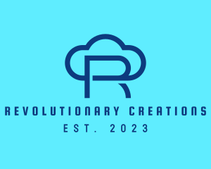 Blue Letter R Cloud  logo design