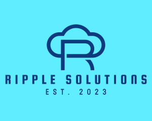 Blue Letter R Cloud  logo design