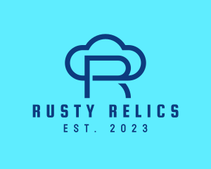 Blue Letter R Cloud  logo design