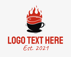 Flaming Steak Coffee Cup logo