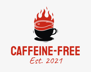 Flaming Steak Coffee Cup logo design