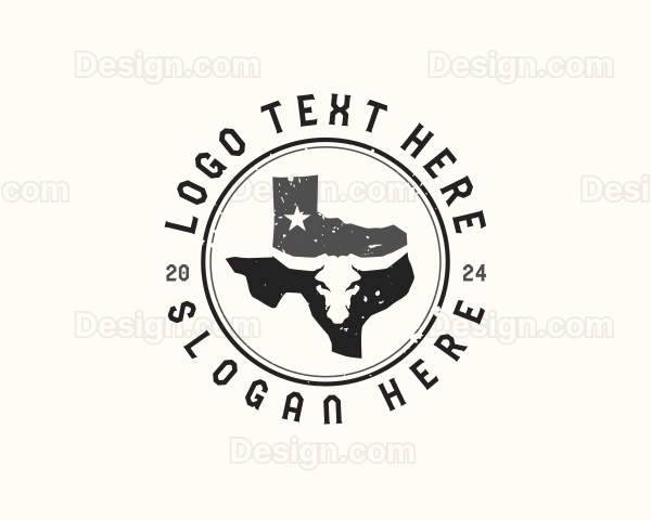 Bull Skull Texas Map Logo